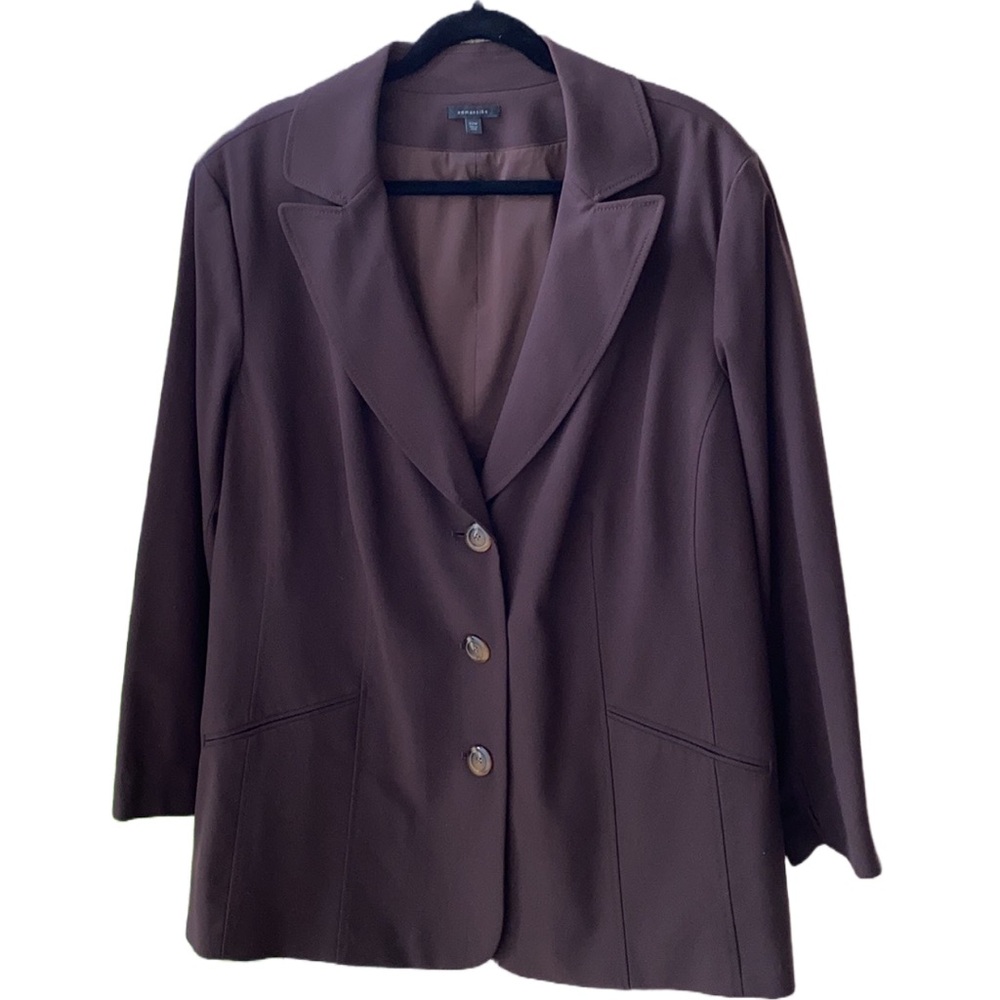 🤎 Semantiks Nordstrom Long 29” Lined 3-Button Stretch Jacket/Blazer Brown, 22W